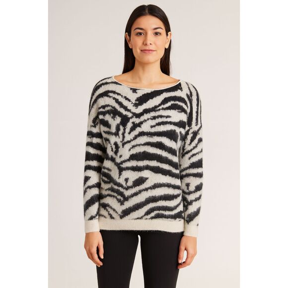 MAJE Angora Zebra Print Sweater Sz 1 (Small)